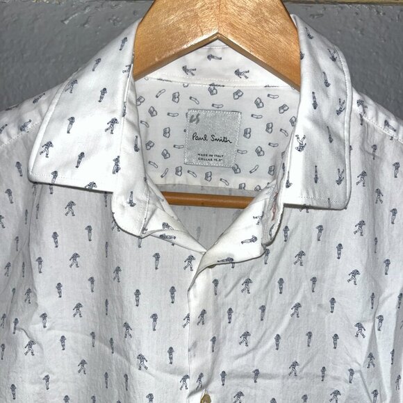 PAUL SMITH EXPLORER PRINT Men's Slim-Fit Shirt -Contrasting Collar & Cuff Lining - Picture 4 of 15